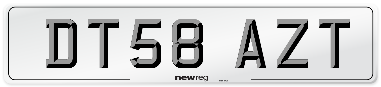 DT58 AZT Number Plate from New Reg